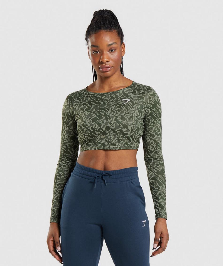 Corp Tops Gymshark Entrenamiento Long Sleeve Mujer Verde | CO 2533MQZ